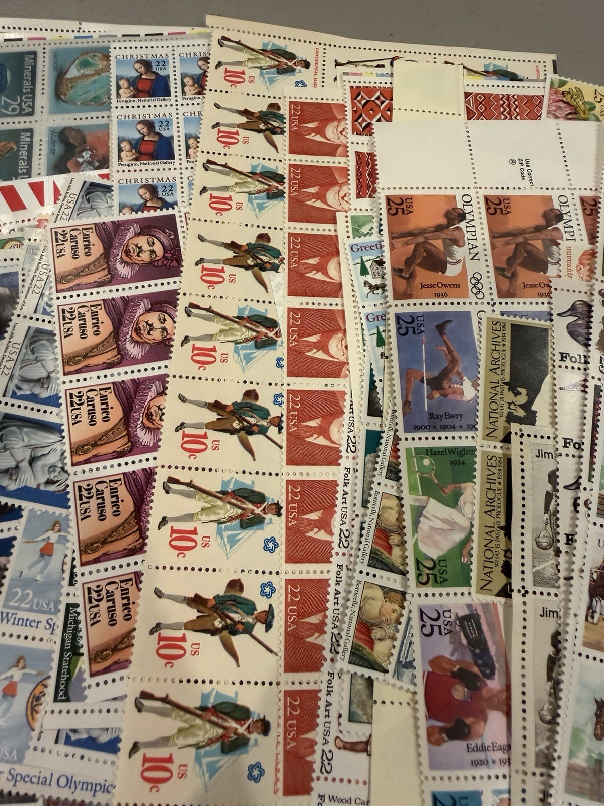 Lot of US STAMP PARTIAL SHEETS $245.97 FACE VALUE ALL FULL GUM POSTAGE!