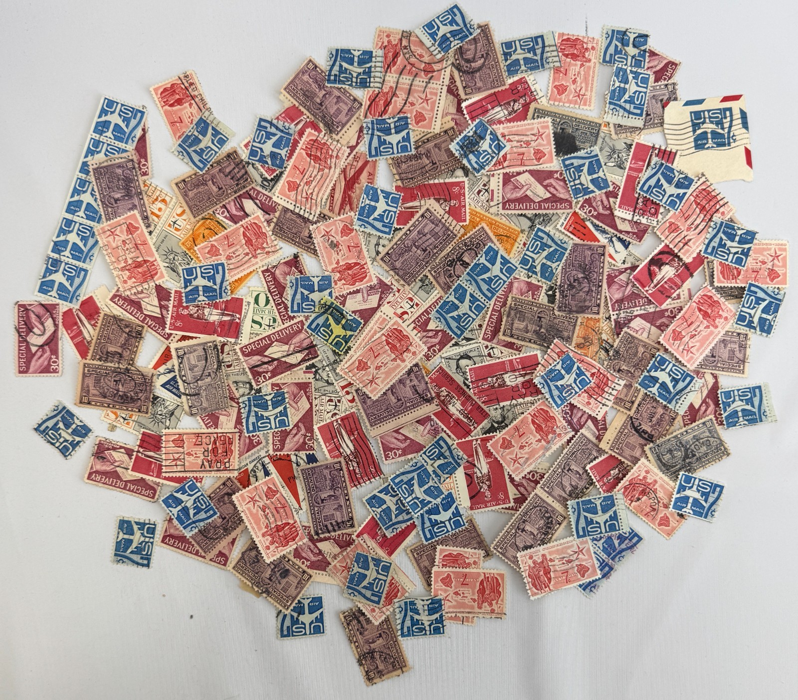 Vintage US Air Mail Special Delivery Stamp Lot 1950s-1960s Used Commemeratives