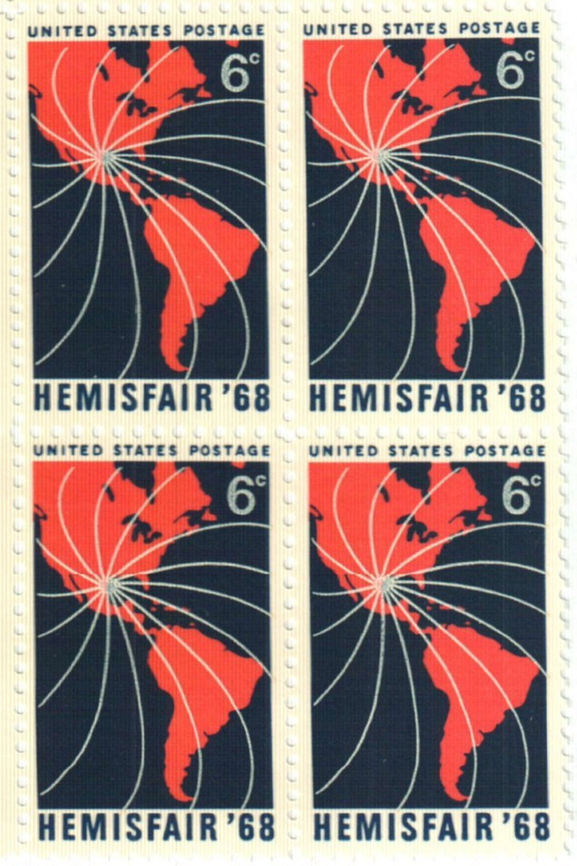 United States 6¢ HemisFair 1968 Postage Stamp #1340 x 100 Singles