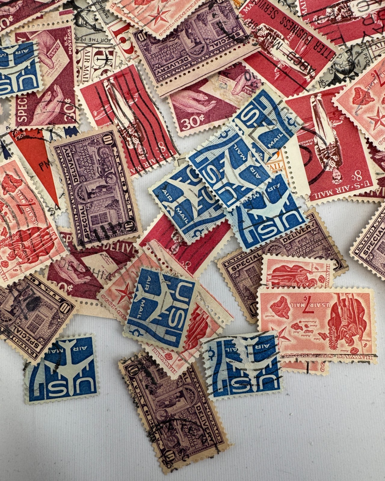 Vintage US Air Mail Special Delivery Stamp Lot 1950s-1960s Used Commemeratives