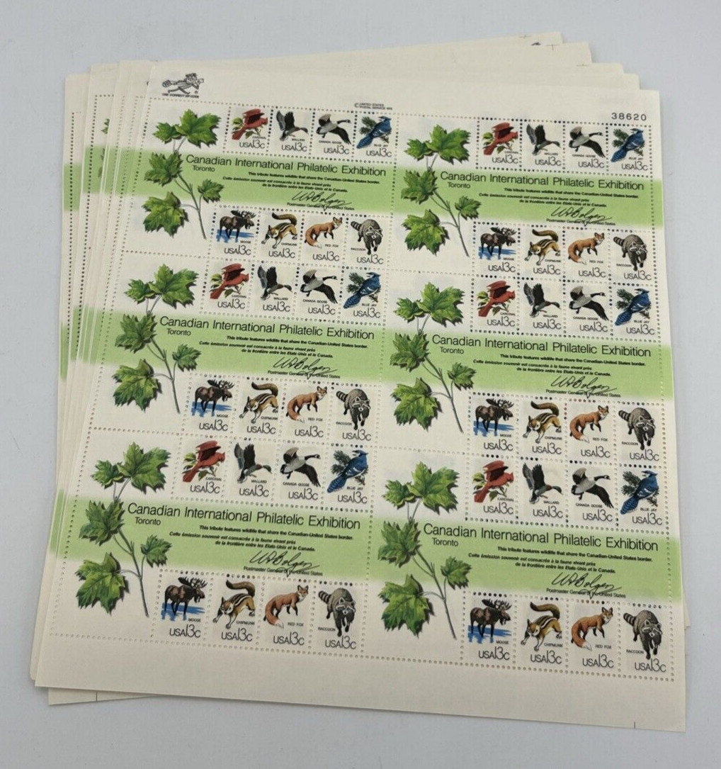 USPS Canadian International Philatelic Exhibition 13 Cent Stamps 25 Full Sheets