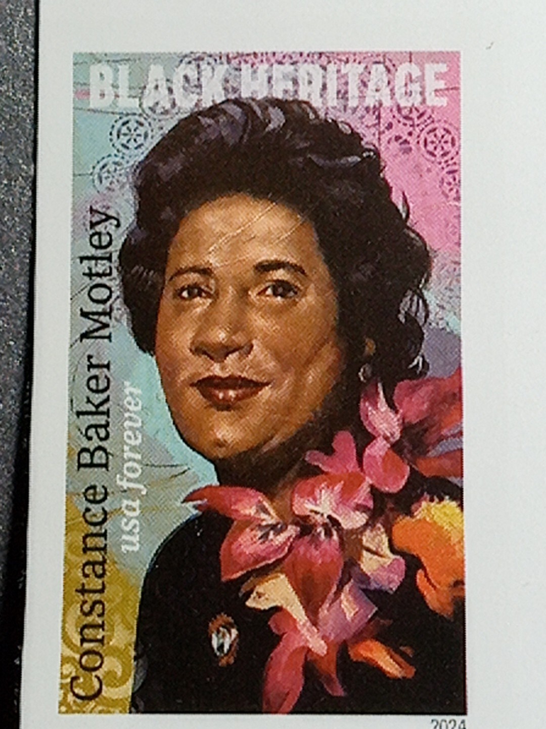USA 2024 Sc #5830a 4ever CONSTANCE BAKER MOTLEY Imperf/NDC Gutter pair Mint