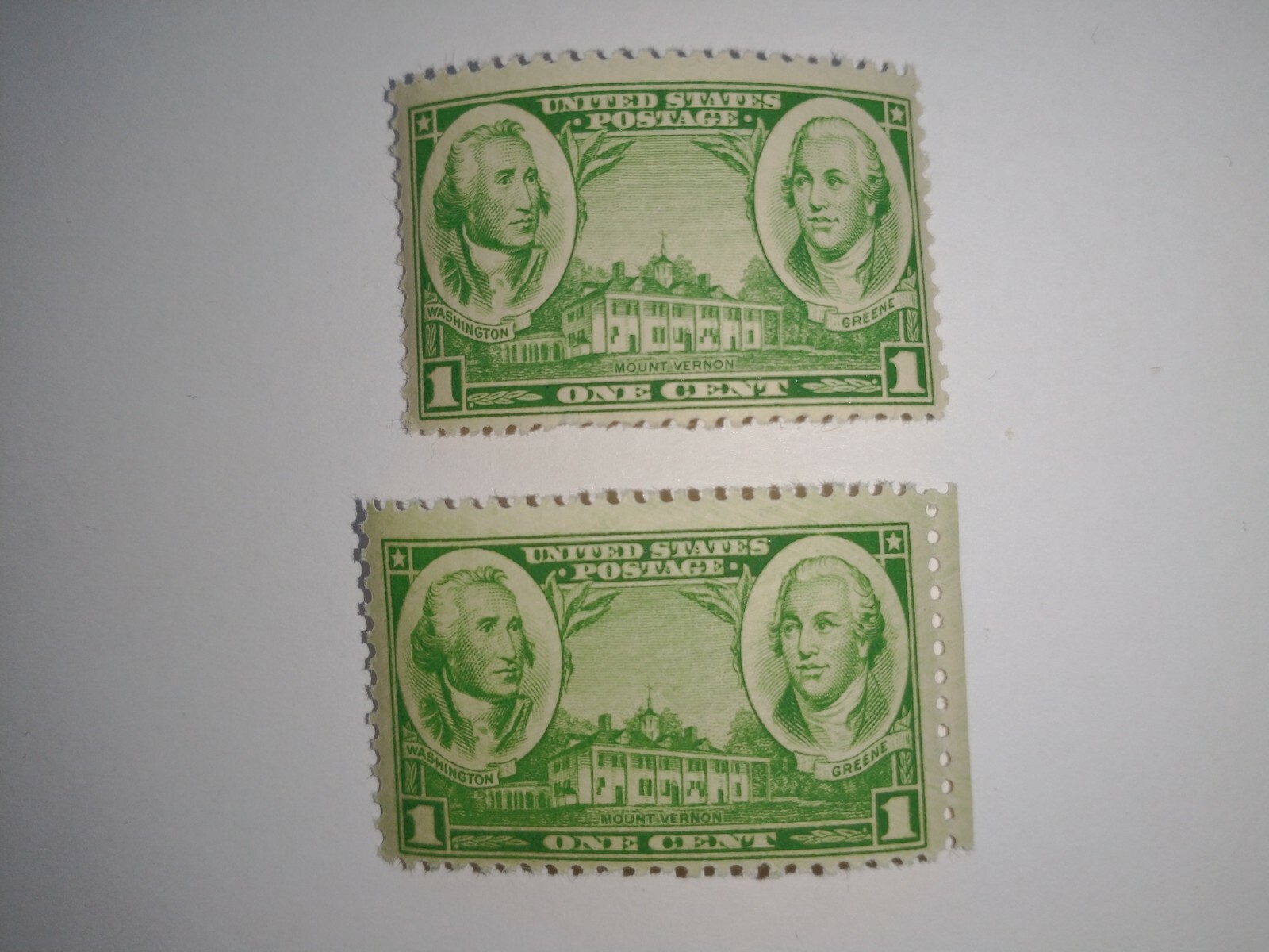 Lot of 2 1936 US Stamp Scott #785 1 Cent Washington/Greene UNUSED FREE SHIP #2