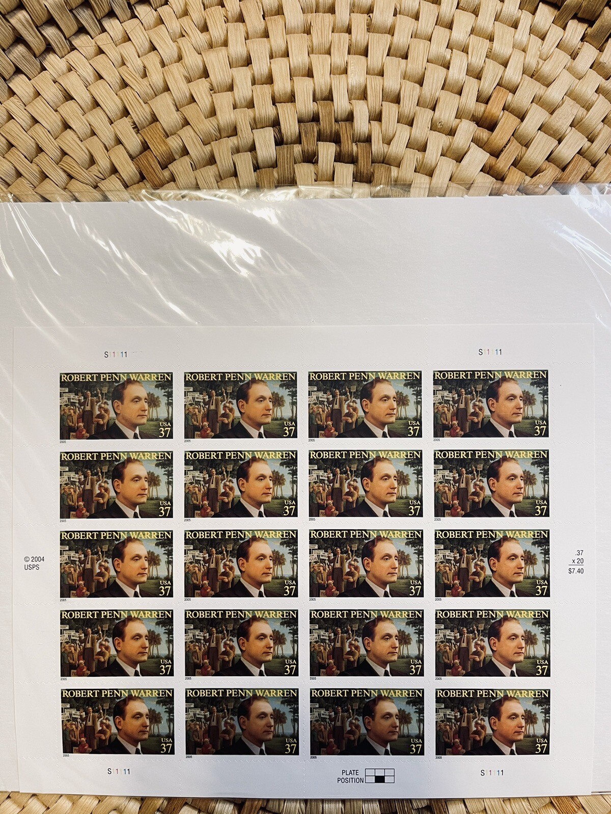 SCOTT #3904 ROBERT PENN WARREN SHEET OF 20-37 CENT STAMPS 2005 MNH FAST SHIPPING
