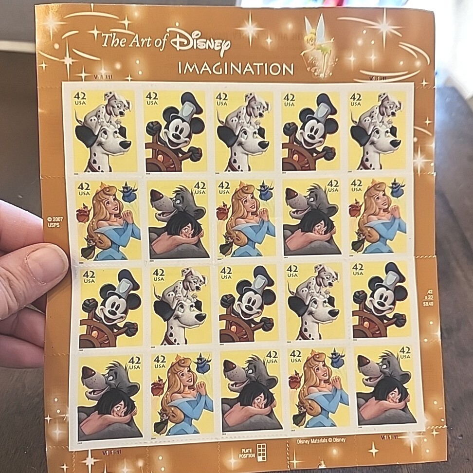 2008 US 42c POSTAGE STAMPS #4342-4345 ART OF DISNEY IMAGINATION MNH SHEET OF 20