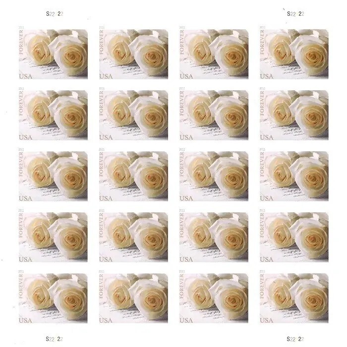 40 WEDDING WHITE ROSE Forever Stamps 2 SHEETS