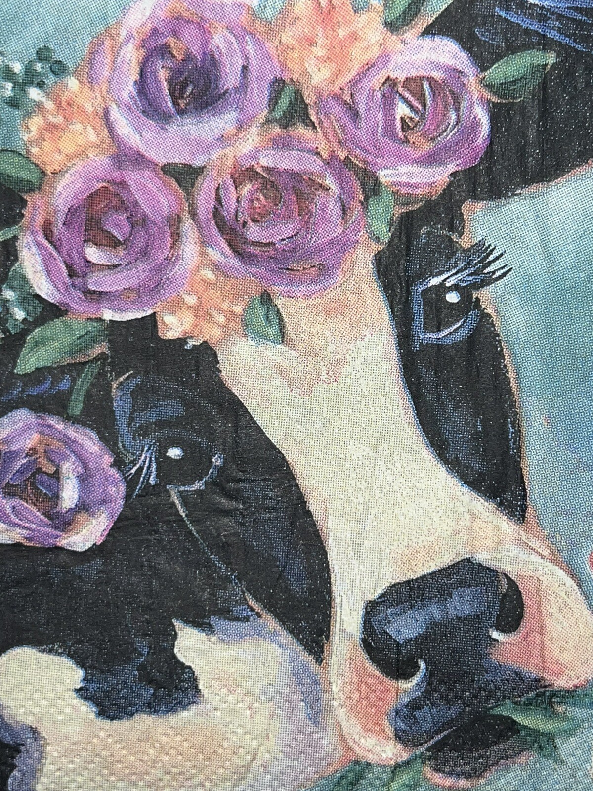 Two Paper Lunch Napkins/Decoupage/Art/Turquoise/highland Cow W/flowers