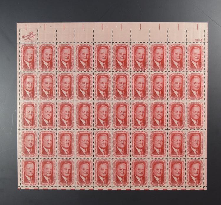 US SCOTT 1269 SHEET OF 50 HERBERT HOOVER PRESIDENT STAMPS 5 CENT FACE MNH