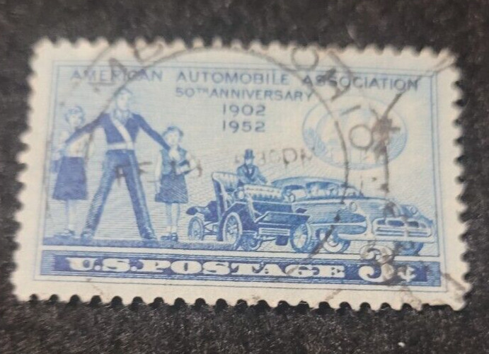 # 1007 – 1952 3¢ A.A.A. 1902 and 1952 model year cars USA Used 1 Stamp +2 FREE