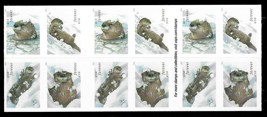 US 2021 SC#5648-5651b Otters in Snow Booklet MNH