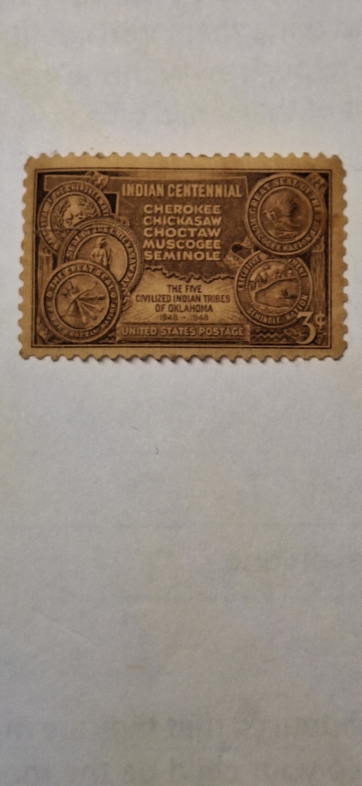 US 3¢ Unused Stamps Lot: Indian Centennial Five Civilized Tribes + New Hampshire