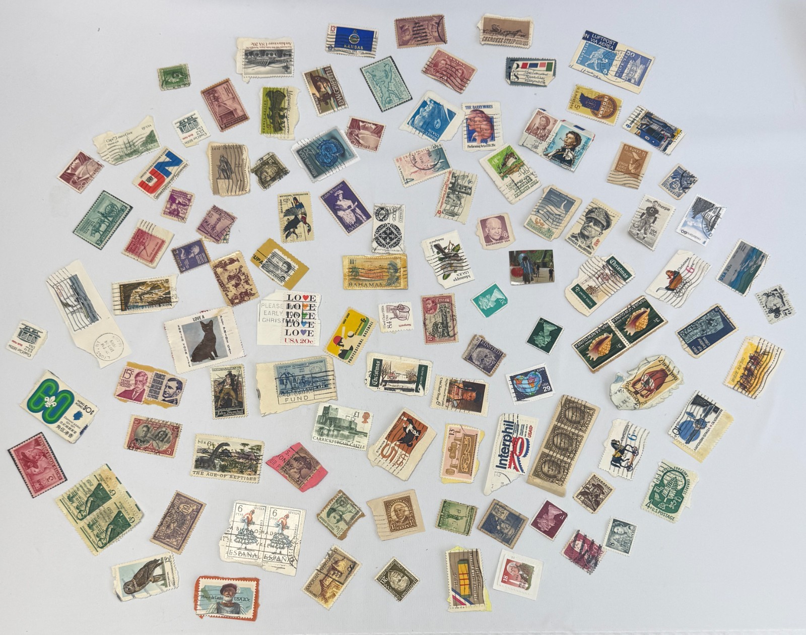 Worldwide Vintage Stamp Mixture Collection 100+ Used Stamps USA Canada Europe
