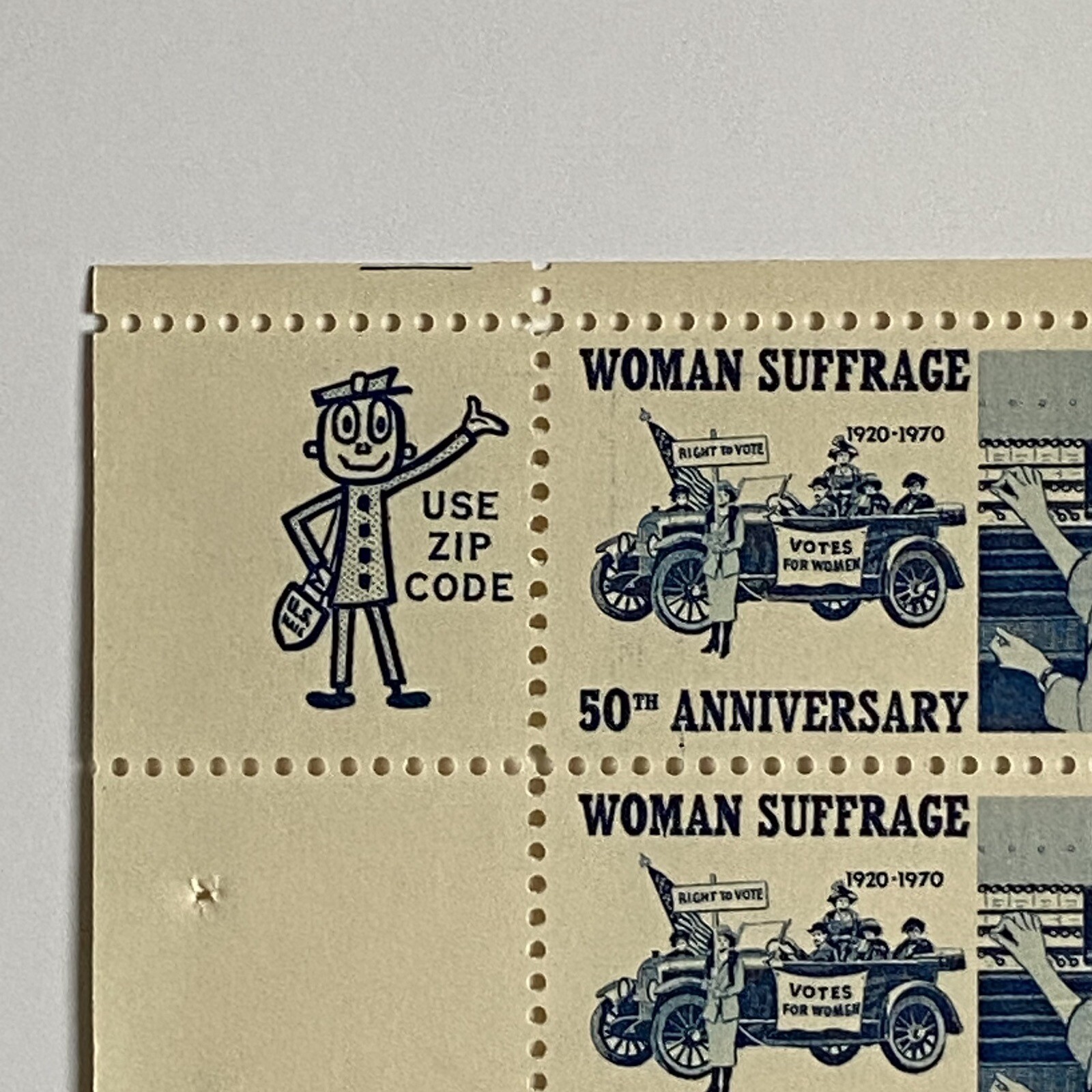 Woman Suffrage Sheet of 50 1970 6 Cent Stamps Scott #1406 MNH Blue White Vote
