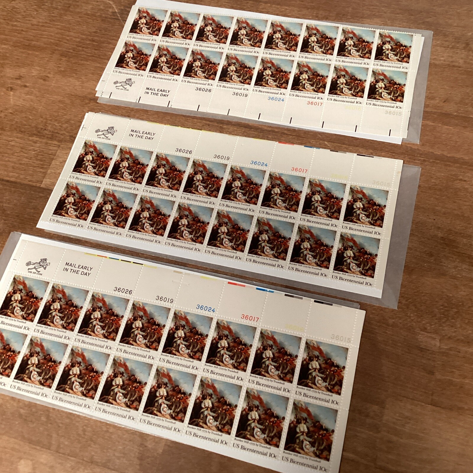 Lot of 3 – Block of 16 BUNKER HILL US BICENTENNIAL Stamps 10 Cent US Scott 1564