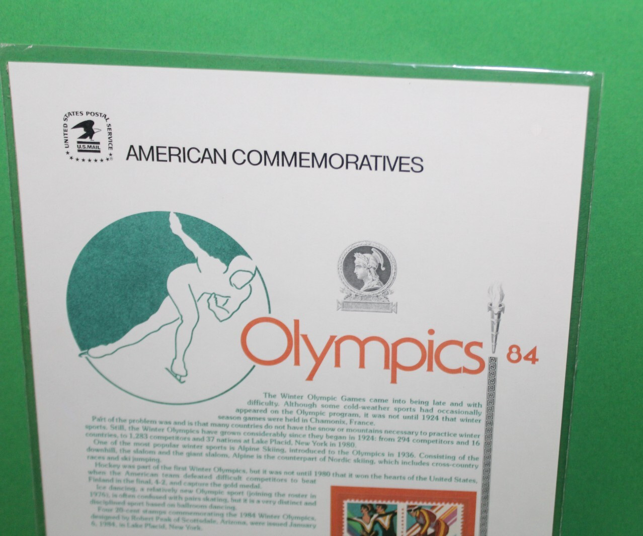 American Commemoratives Olympics 84 USPS Stamps Panel 206 January 6, 1984