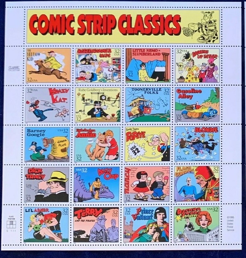 SCOTT #3000 a-t COMIC STRIP CLASSICS 1995 PANES OF 20 STAMPS 32c FV~ MNH