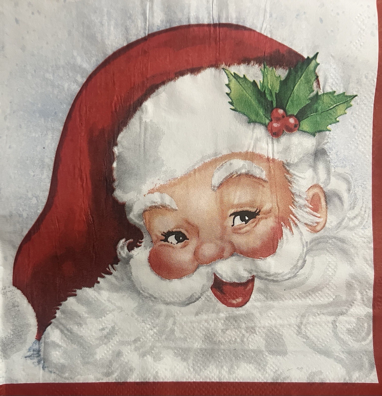 Three Paper Napkins Christmas Santa/Christmas Eve/Decoupage Lunch 6.5”