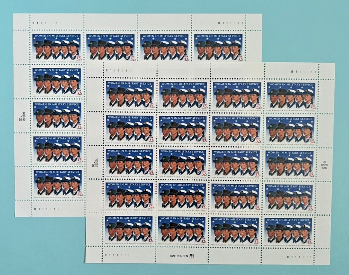 #3174 Women in the US Military 32¢ – 2 Sheets x 20 = 40 Stamps FV$12.80
