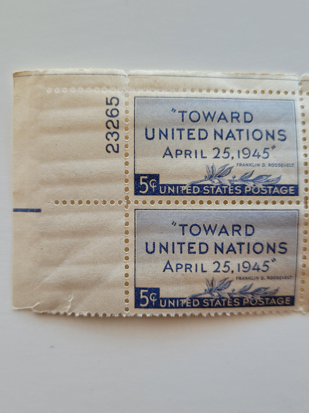 1945 Toward United Nations 5c Block of 4 US Postage Stamps Sc#928 MNH OG