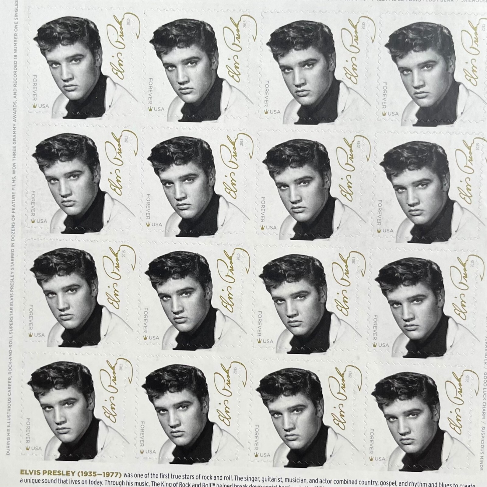 ELVIS 2017 Vintage USPS STAMP PAGE United States Postal Service