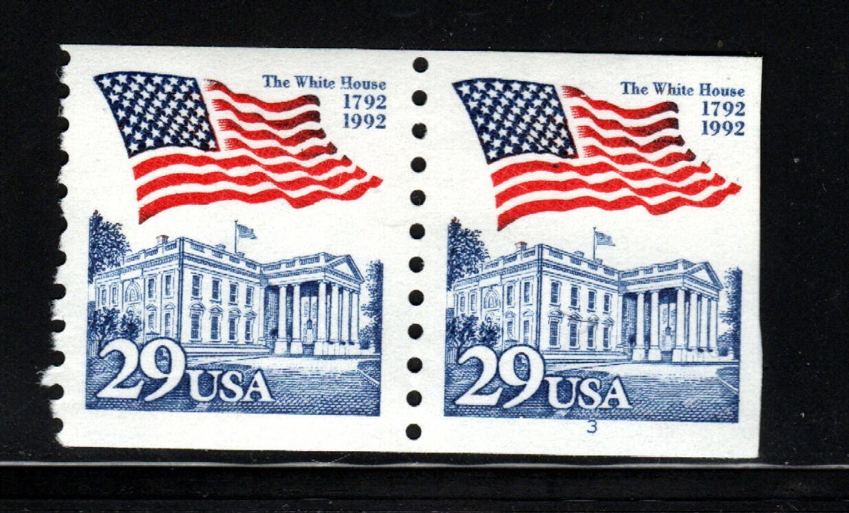 US Stamps – 29¢ Flag of White House – Plate Numbered Coil Pair – SC# 2609 MNH
