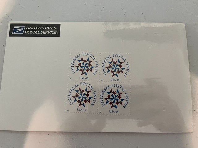 Scott #3332. 45c Universal Postal Union block of 4. Sealed. MNH. free shipping