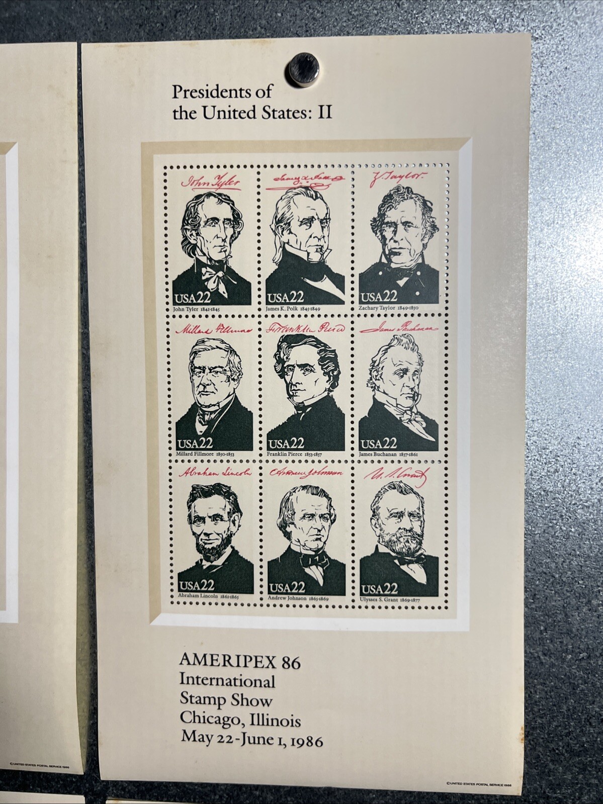 US SCOTT 2216 – 2219 4 PANES OF 9 1986 AMERIPEX STAMPS 22 CENT FACE MNH