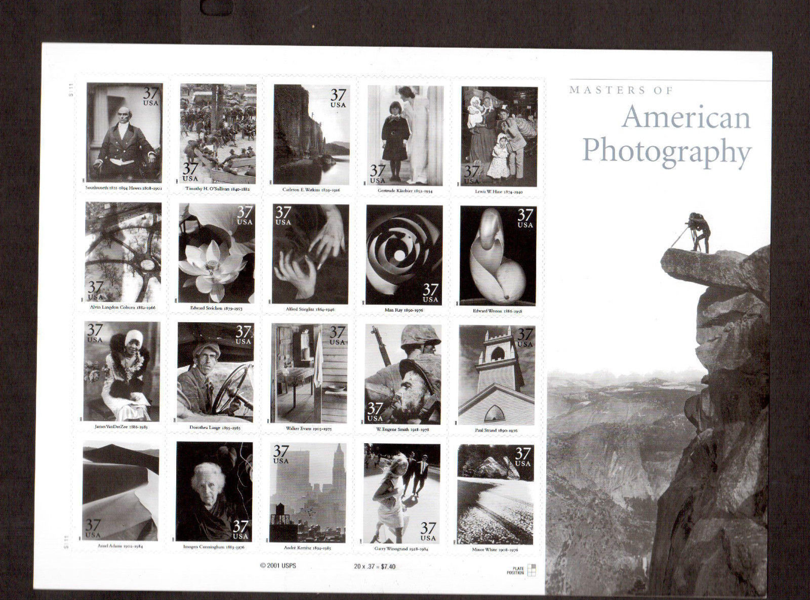 STAMPS 37 cent # 3649 FULL SHEET Masters of American Photography MNH