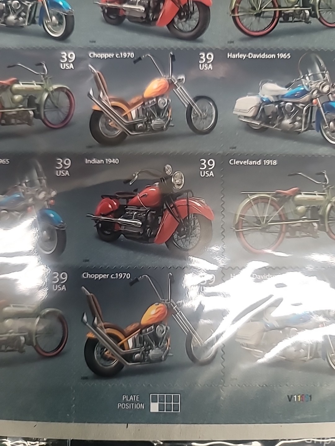 Sheet 20 AMERICAN MOTORCYCLES 39¢ US Postage Stamps. USA #480440