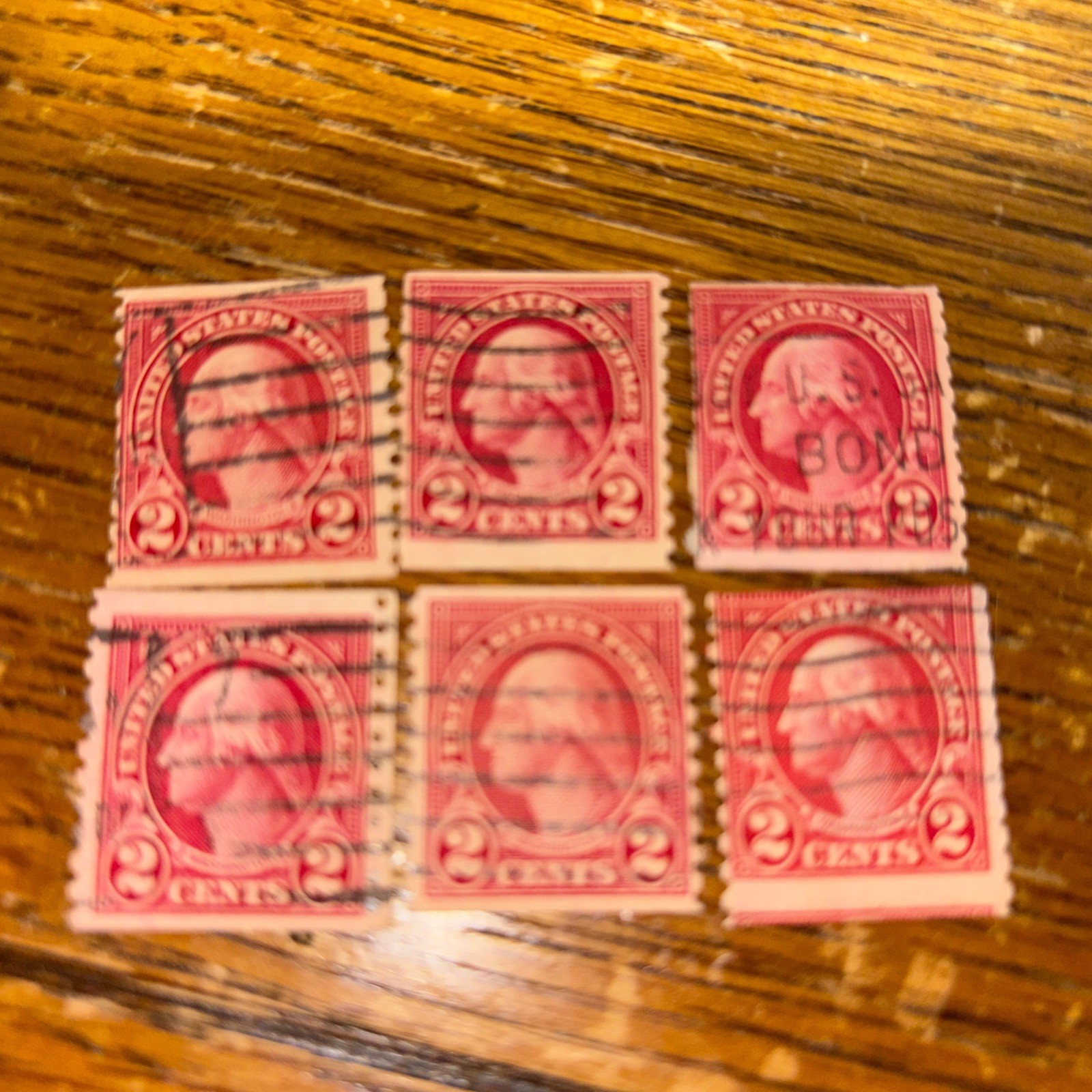 Lot Of 6 – RARE US Postage Stamp George Washington 2 Cent Red Vintage Used