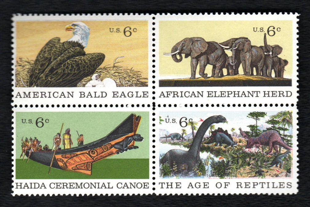 U.S. Stamps – Natural History- 6 cent Block of four (SC# 1387-1390) MNH