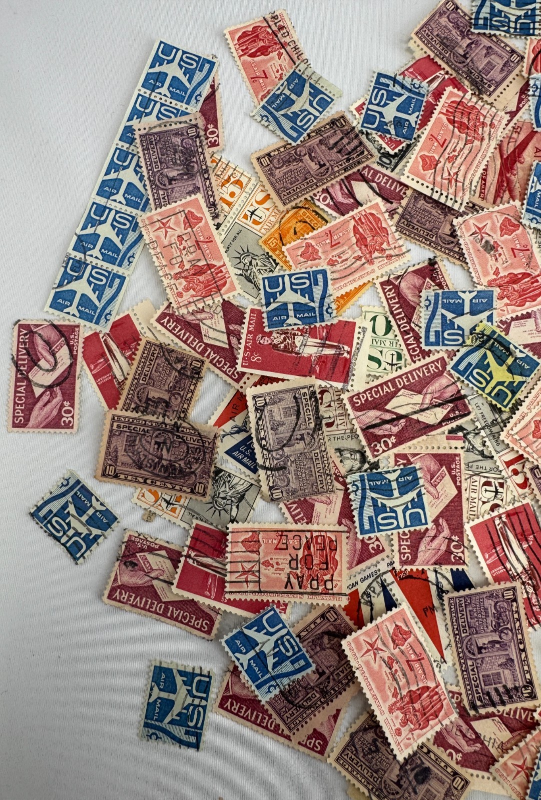 Vintage US Air Mail Special Delivery Stamp Lot 1950s-1960s Used Commemeratives