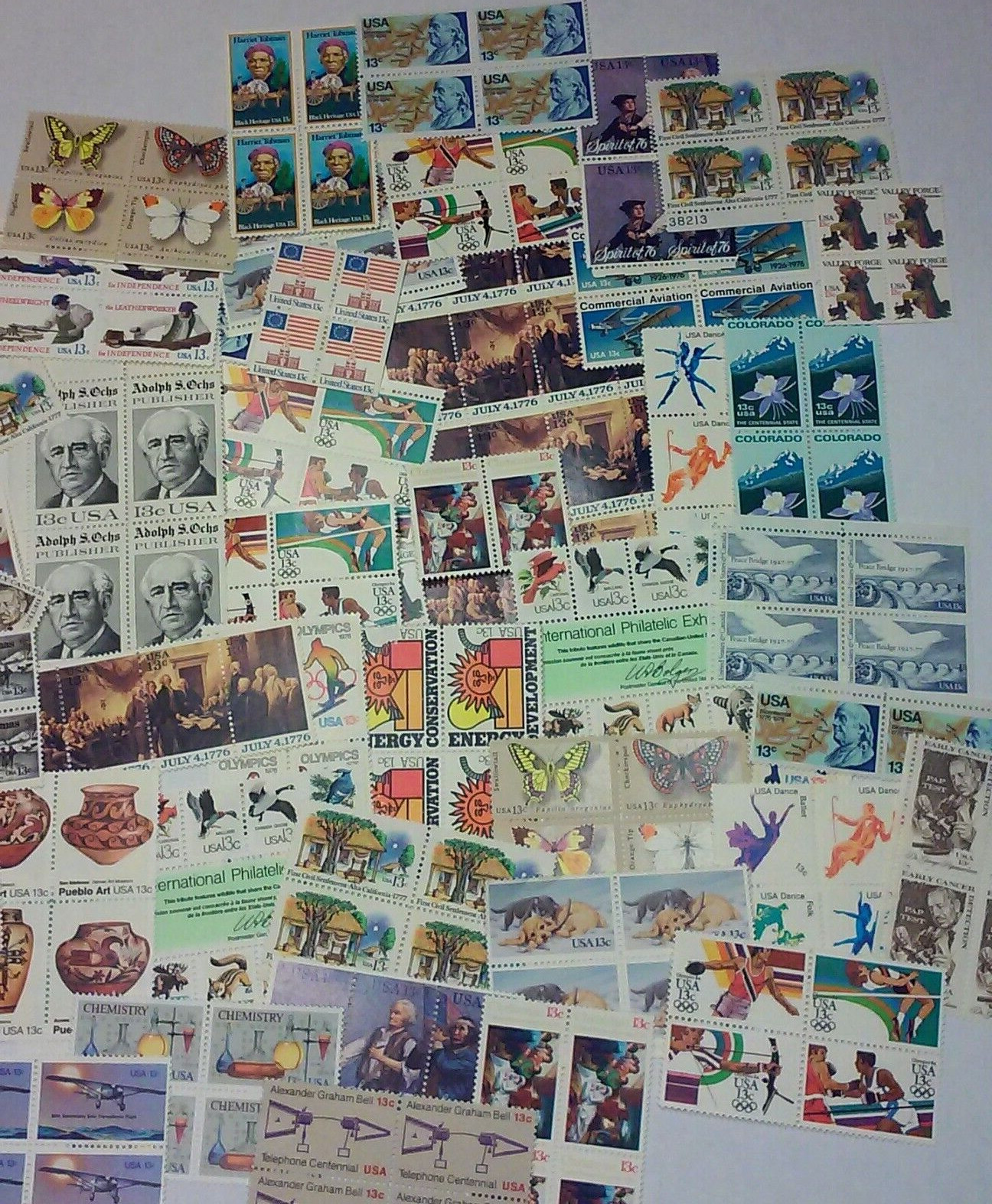Usable 100 Assorted Mixed Multiples & Singles of 13¢ US Postage Stamps FV $13.00