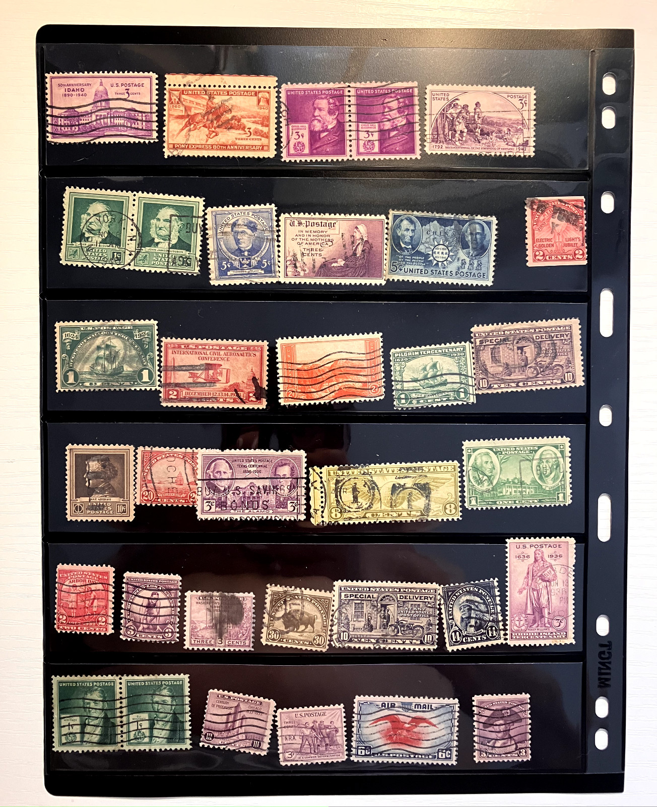 US stamps, 34 pc, cancelled 1930-1950th