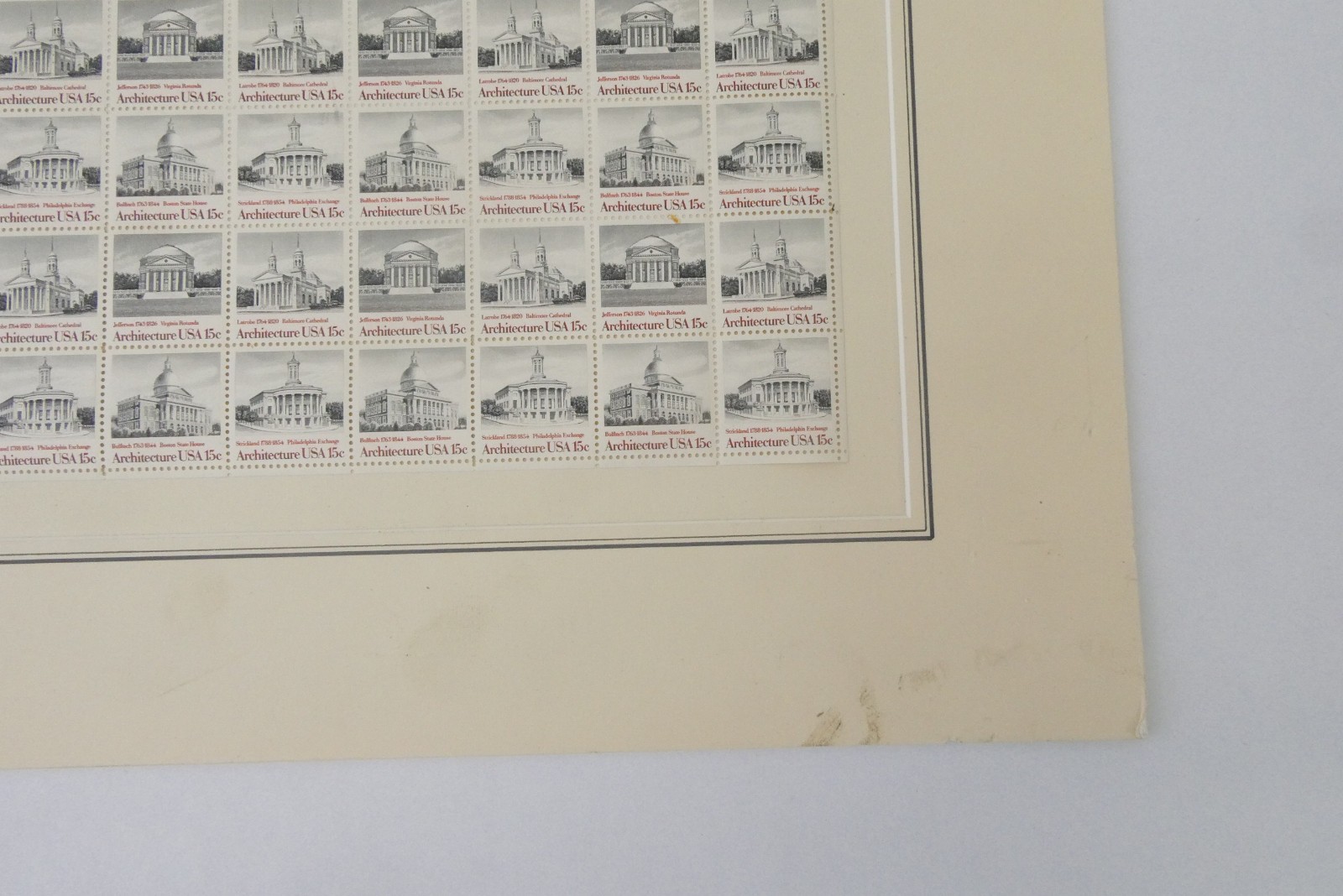 Lot 3 Full Sheets USPS Stamps 15¢ Architecture 20¢ Brooklyn Bridge Mounted