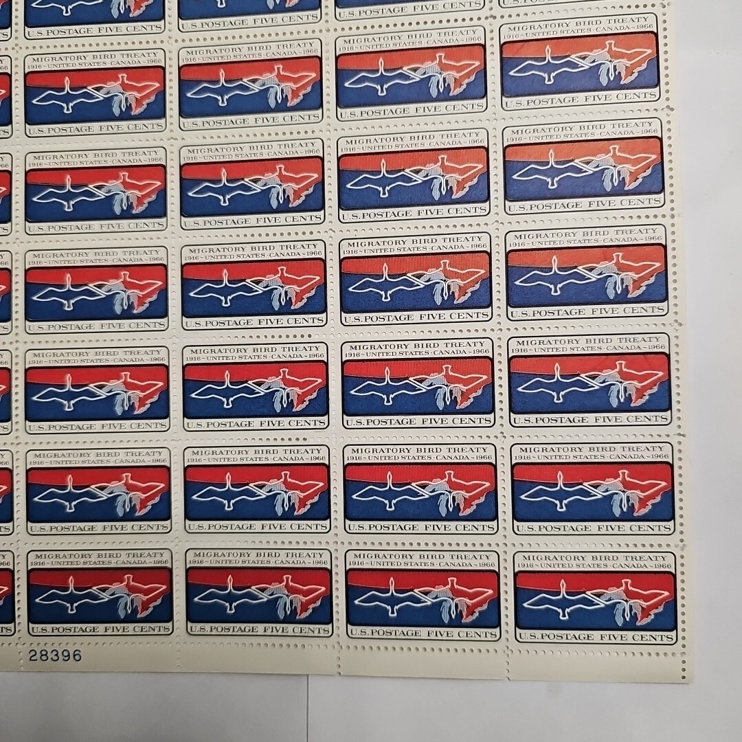 Stamp US Postage 5c 5 Cent Sheet OF 50 Stamps Migratory Bird Treaty 1916-1966