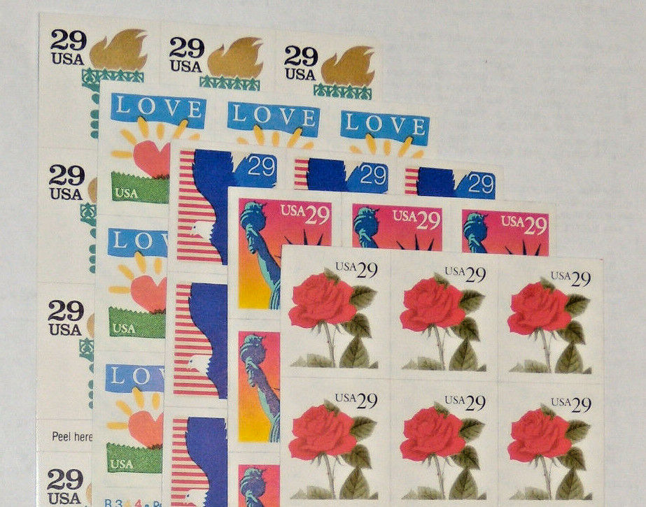Five Booklets x 18 = 90 of Different Assorted Mixed Designs of 29¢ US Stamps USA
