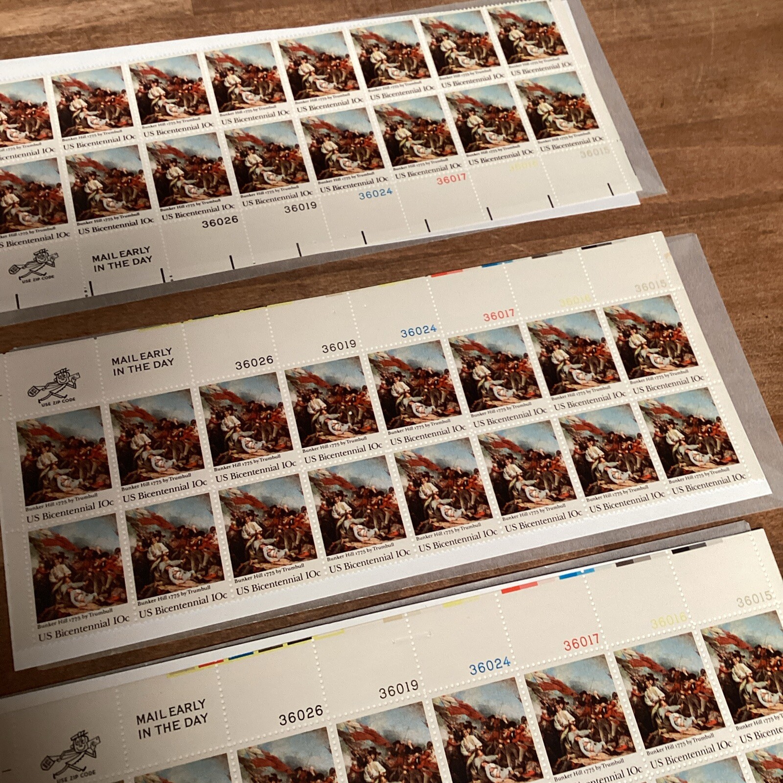 Lot of 3 – Block of 16 BUNKER HILL US BICENTENNIAL Stamps 10 Cent US Scott 1564