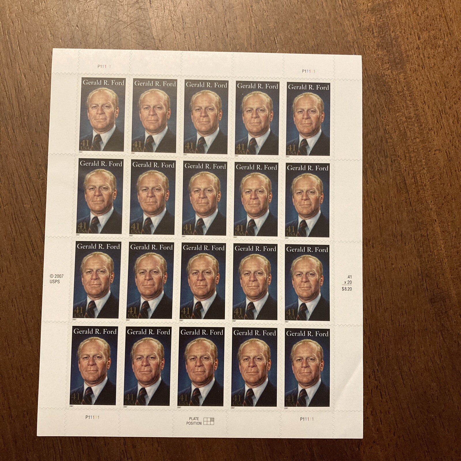 Gerald Ford 41c Postage Sheet 20 NEW Fee Ship 38th President Leslie Lynch King