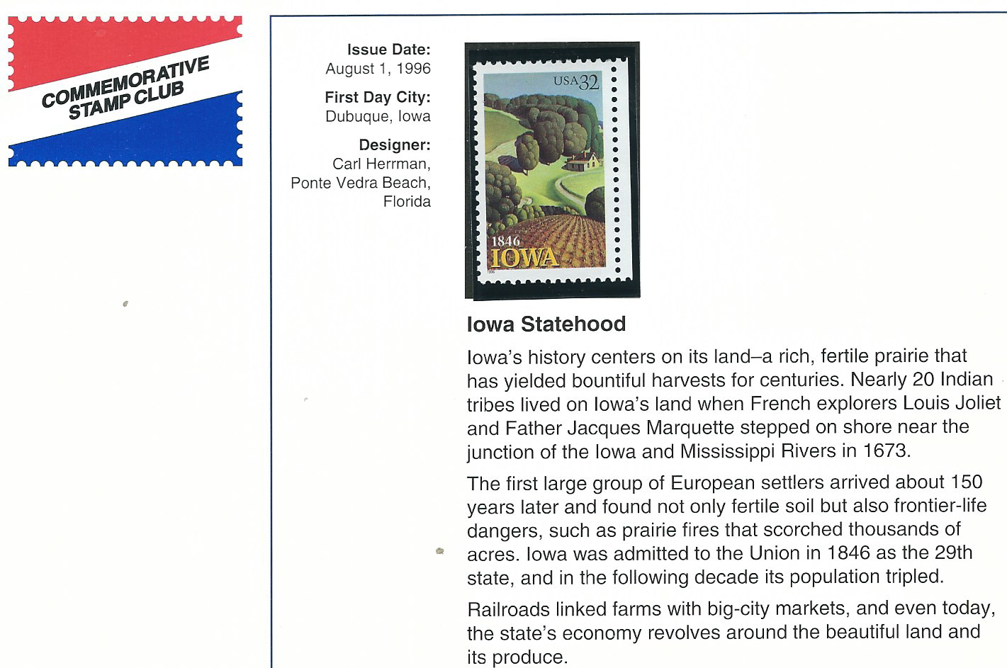 Scott # 3088…32 Cent…IOWA + Postal History