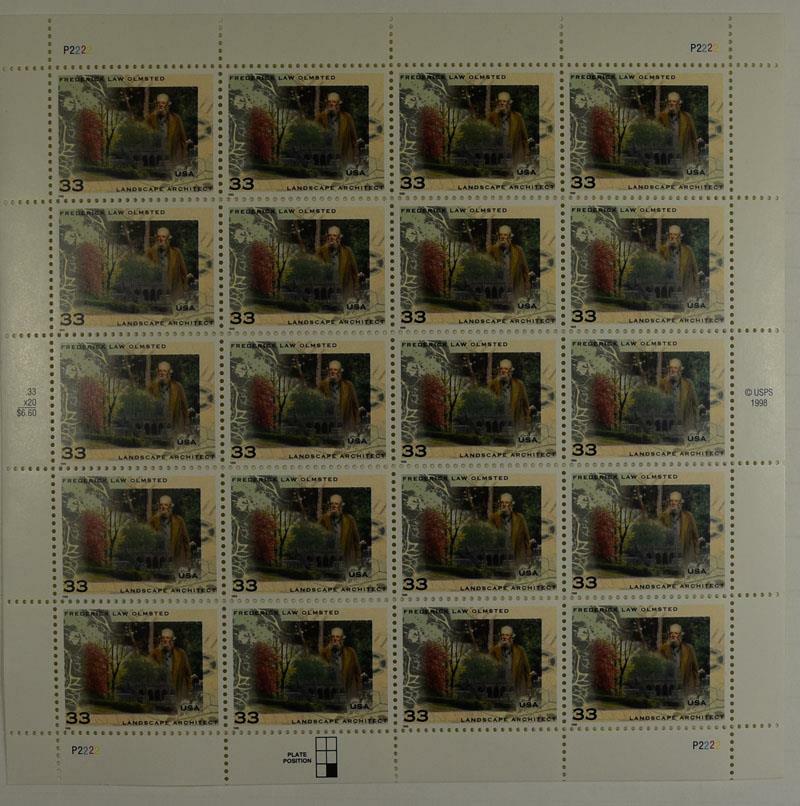 US SCOTT 3338 PANE OF 20 OLMSTED 33 CENTS FACE MNH