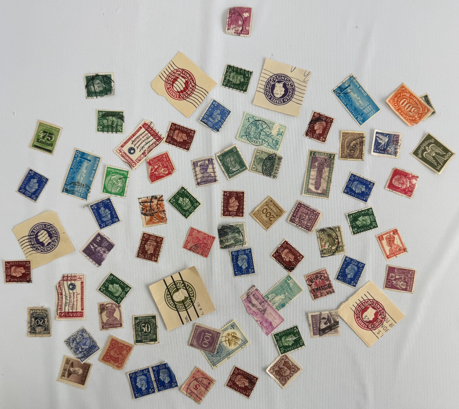 Worldwide Vintage Postage Stamp Collection Lot Great Britain Revenue, USA