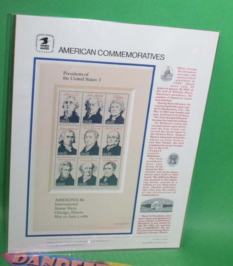 American Commemoratives Presidents US I USPS Stamps Show Panel 263 May 22 1986