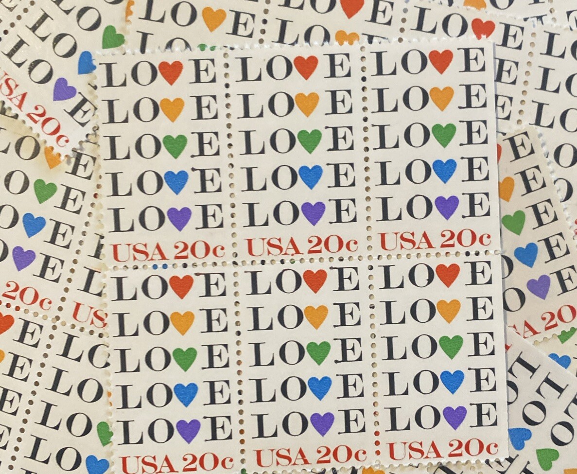 10 Classic LOVE stamps For Holiday, Wedding And Valentine Mail