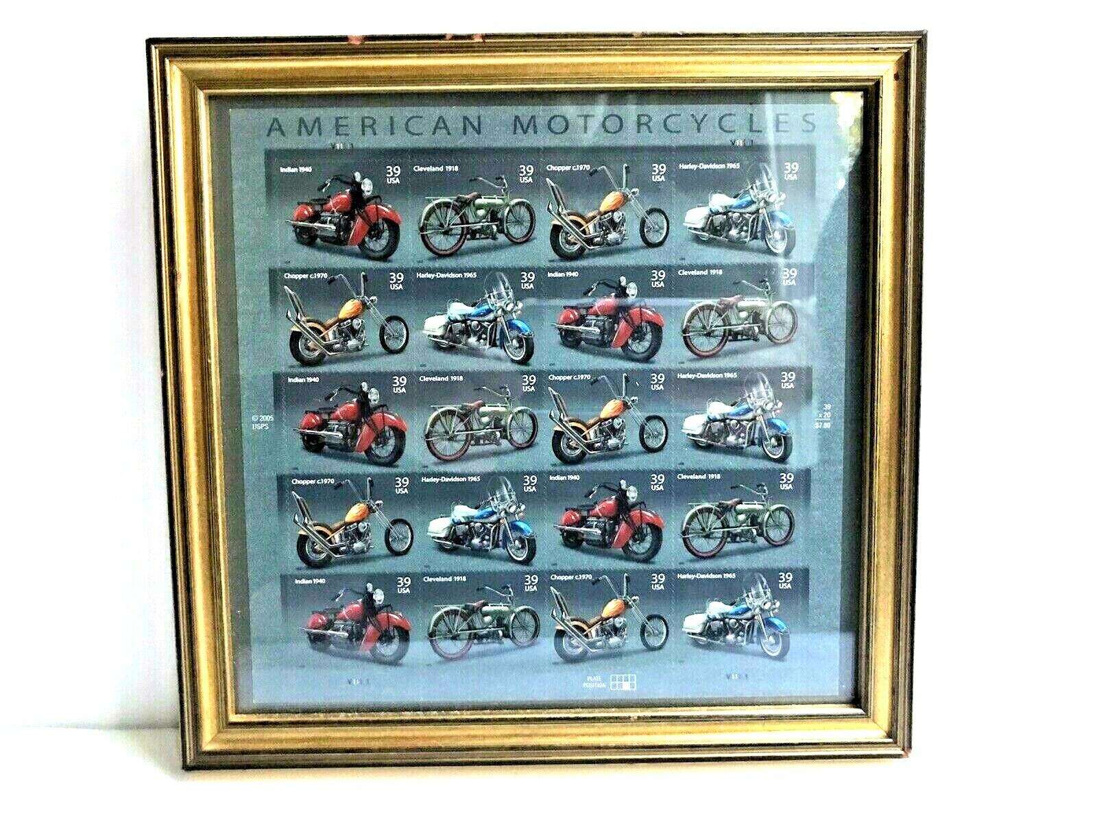 American Motorcycles 39 Cent 20 Stamps 2005 Harley-Davidson Nicely Framed