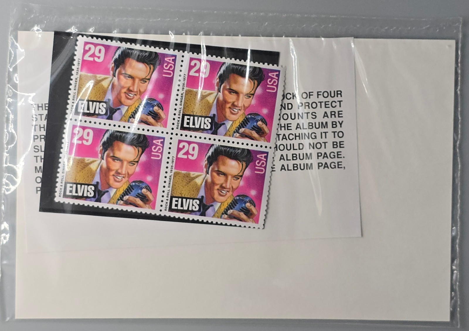 1993 Elvis Presley 29 Cent Stamp Block of 4 – MNH – Elvis Commemorative Album