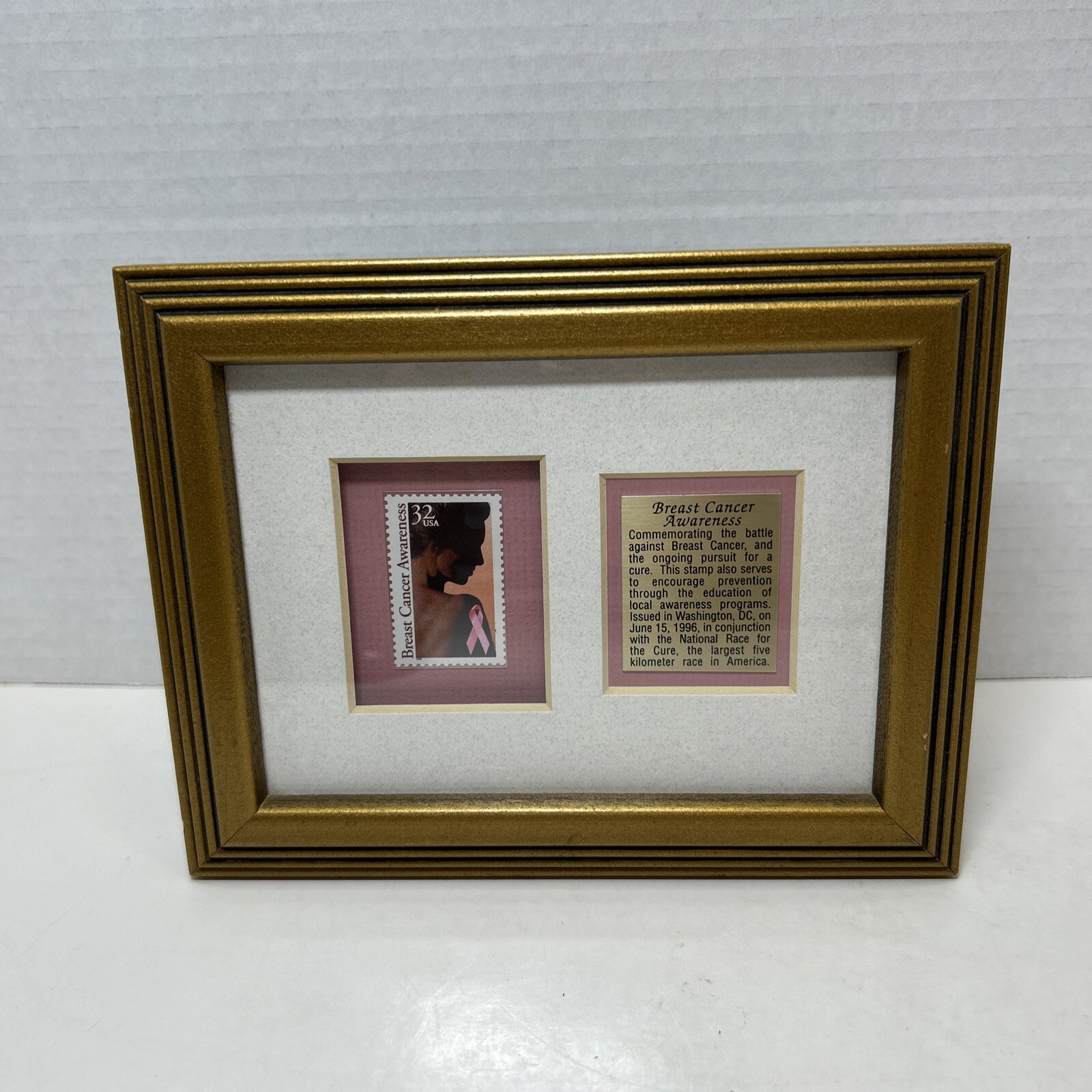 USPS 32c Breast Cancer Awareness Legacy II Edition Postage Stamp Golden Framed