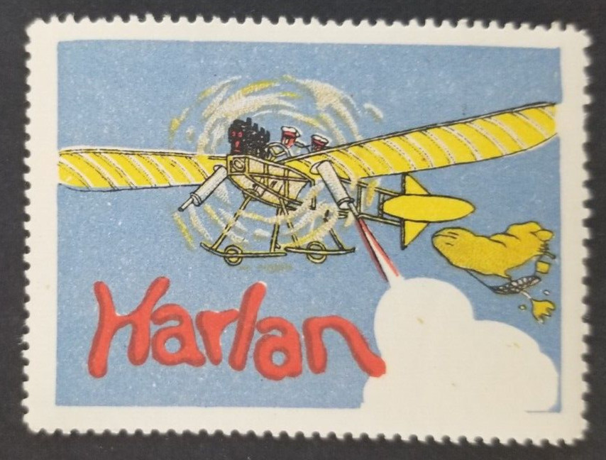 Vintage Harlan Airplane Aviation Poster Stamp
