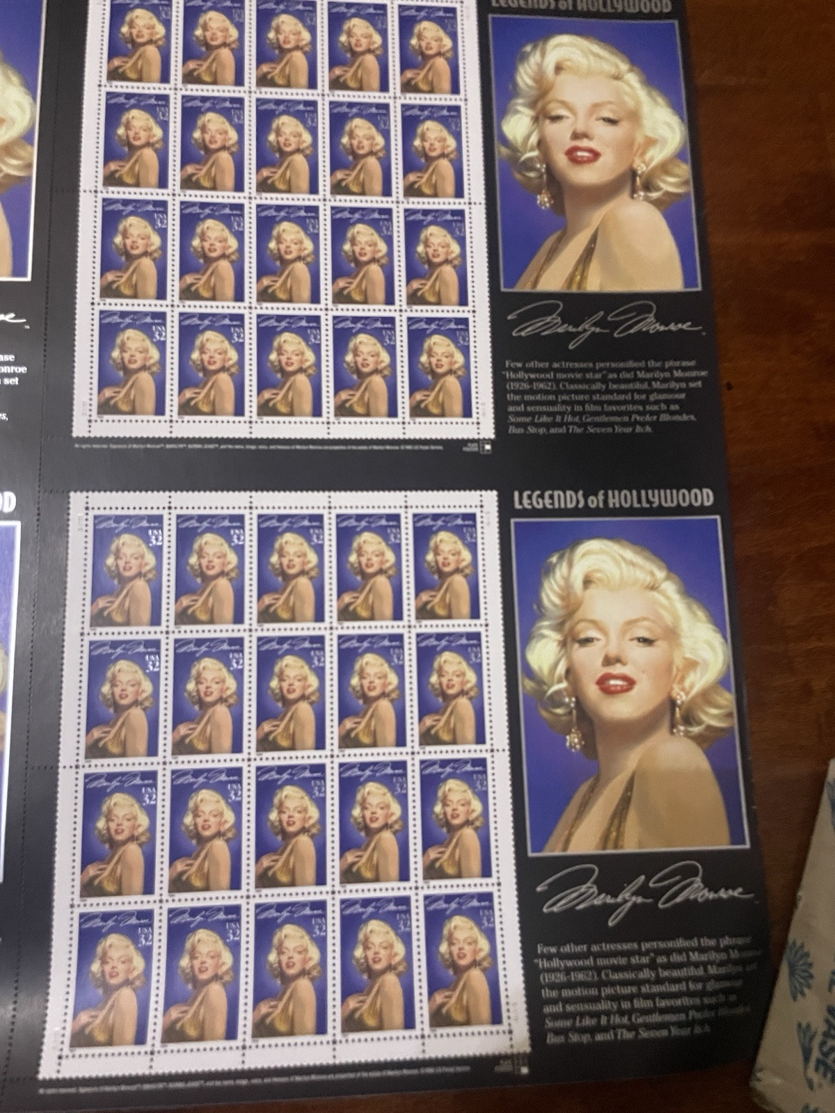 6 Full Sheet Of 32¢ Marilyn Monroe Postage Stamp #2967 New
