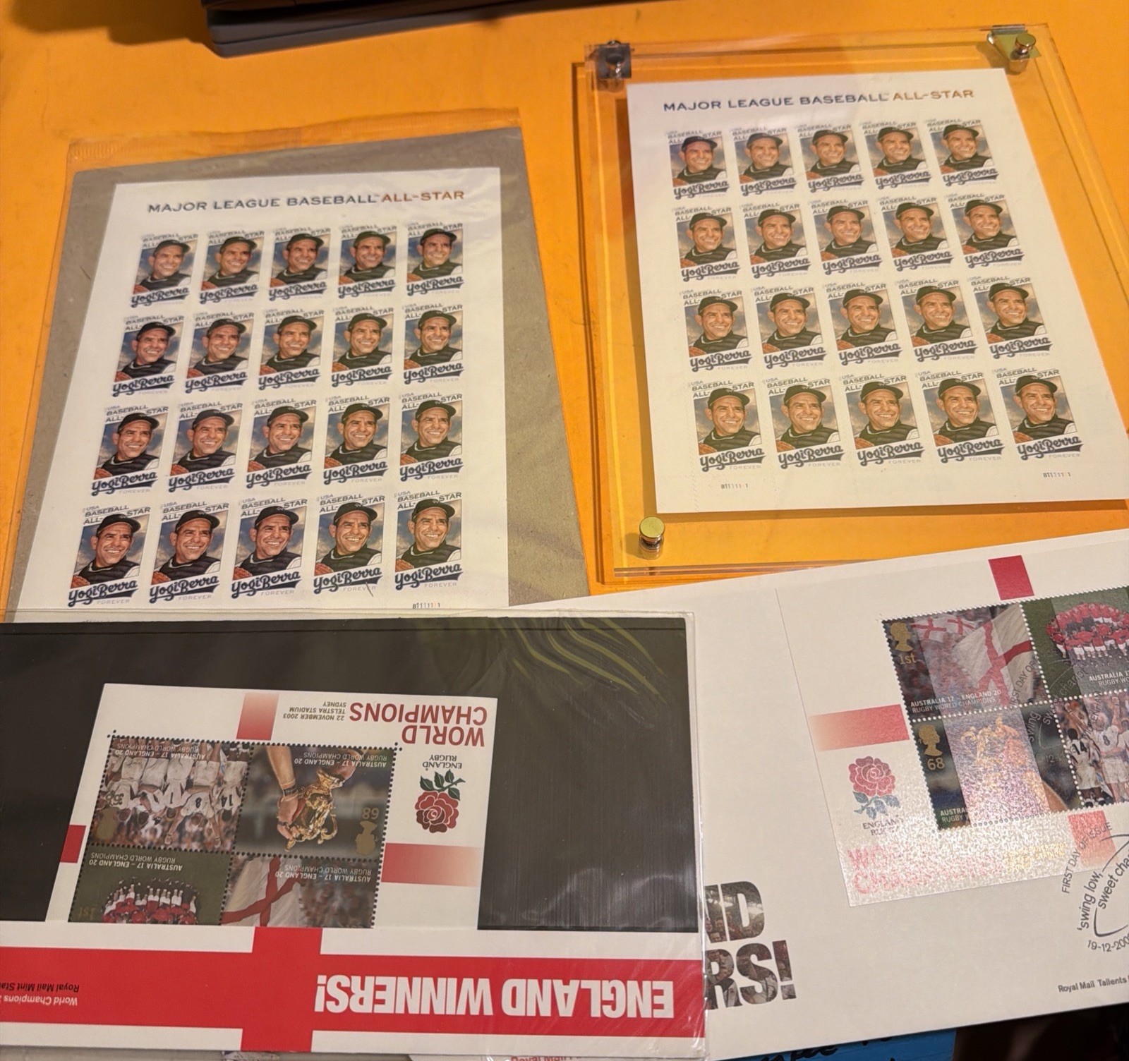 YOGI BERRA 40 count USA Forever stamps-NEVER USED 20 Are In Display Case!